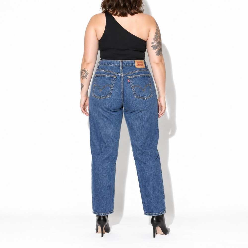 90s Vintage Levis 550 Relaxed Tapered Jeans Womens 14 Dark Stone Wash Denim - Picture 2 of 9